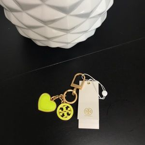 NWT Tory Burch fluorescent yellow keychain